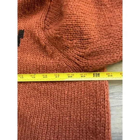 Wooden Ships Grateful Sweater M/L Rust Orange Chunky Knit Mohair Blend Boho Cozy - Picture 6 of 8